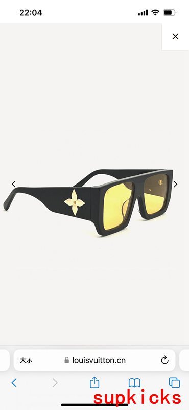 Close-up detail view of Louis Vuitton unisex sunglasses