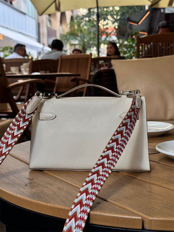 Side view of graceful structured handbag