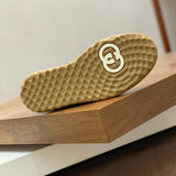 Gucci neutral cream luxury sneakers view 5 breathable knit upper