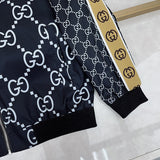Close-up detail shot of Gucci luxury clothing with logo-detail design