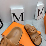 Hermès Grey Classic Ballet Flats - Toe Detail View