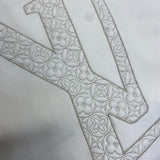 Close-up detail shot of Louis Vuitton luxury clothing with runway-inspired design