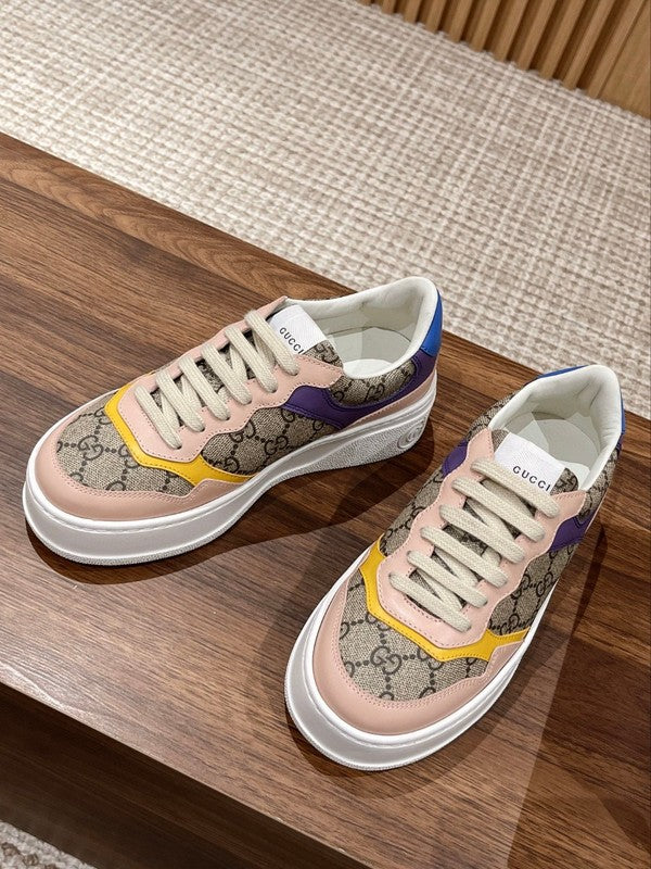 Gucci neutral cream luxury sneakers view 9 signature lace-up style