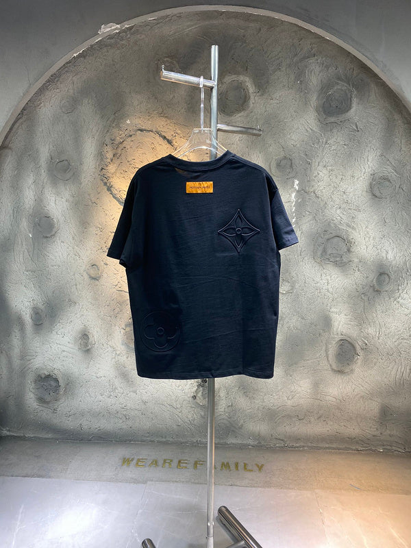 Side profile of Louis Vuitton cotton t-shirt with runway-inspired design