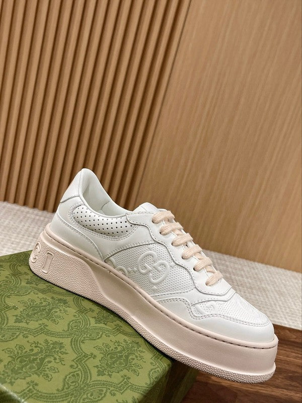 Gucci neutral cream luxury sneakers view 8 breathable knit upper