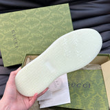 Gucci soft grey luxury sneakers view 4 chunky sole construction