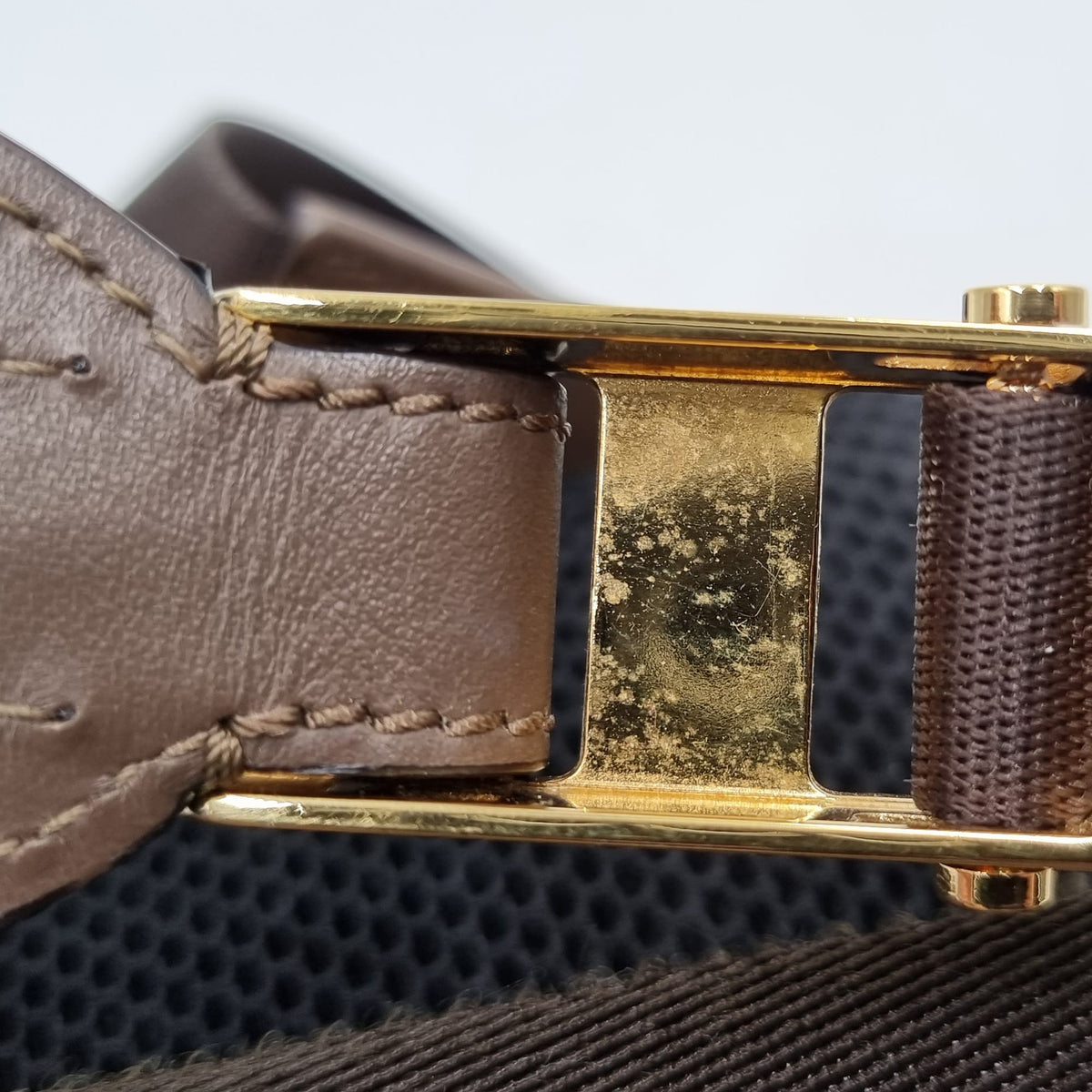 Close-up of Fendi bags hardware and fine stitching