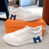 Hermès Camel High-Top Sneakers - Side Profile View