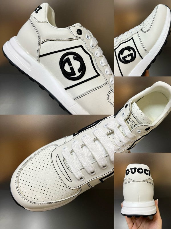 Side profile of Gucci clean off-white sneakers premium leather build