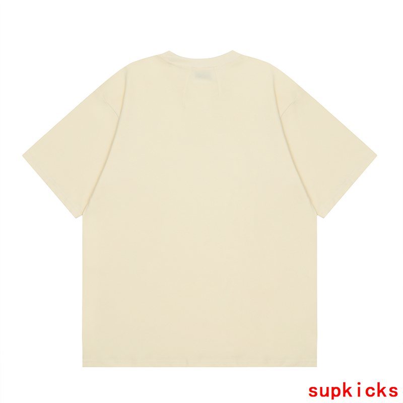 Front view of Rhude luxury clothing with monogram-inspired silhouette
