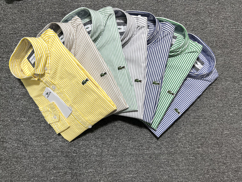 Close-up detail shot of Lacoste luxury clothing with monogram-inspired silhouette