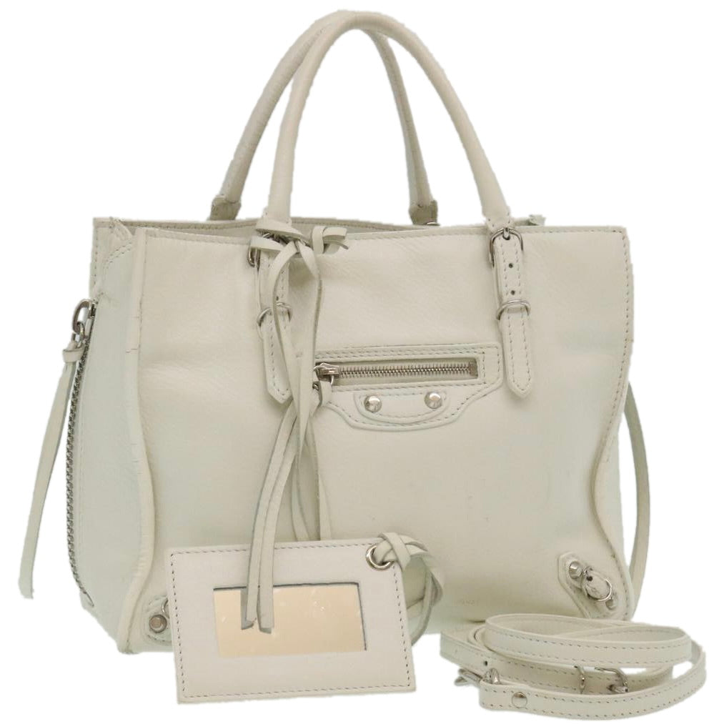 Balenciaga 2Way Shoulder Bag Hand Bag Leather White — Designer Shoulder Bag