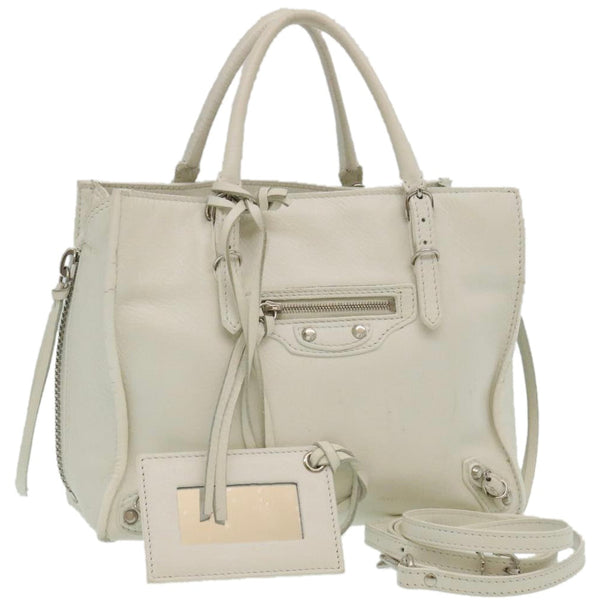 Balenciaga 2Way Shoulder Bag Hand Bag Leather White — Designer Shoulder Bag