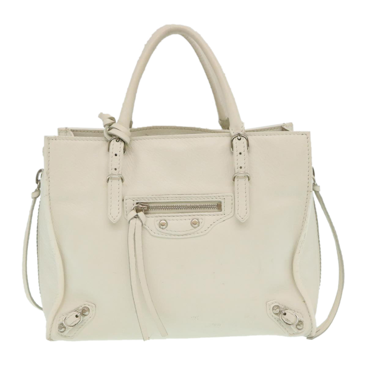Balenciaga 2Way Shoulder Bag Hand Bag Leather White — Designer Shoulder Bag