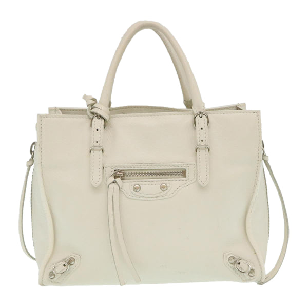 Balenciaga 2Way Shoulder Bag Hand Bag Leather White — Designer Shoulder Bag