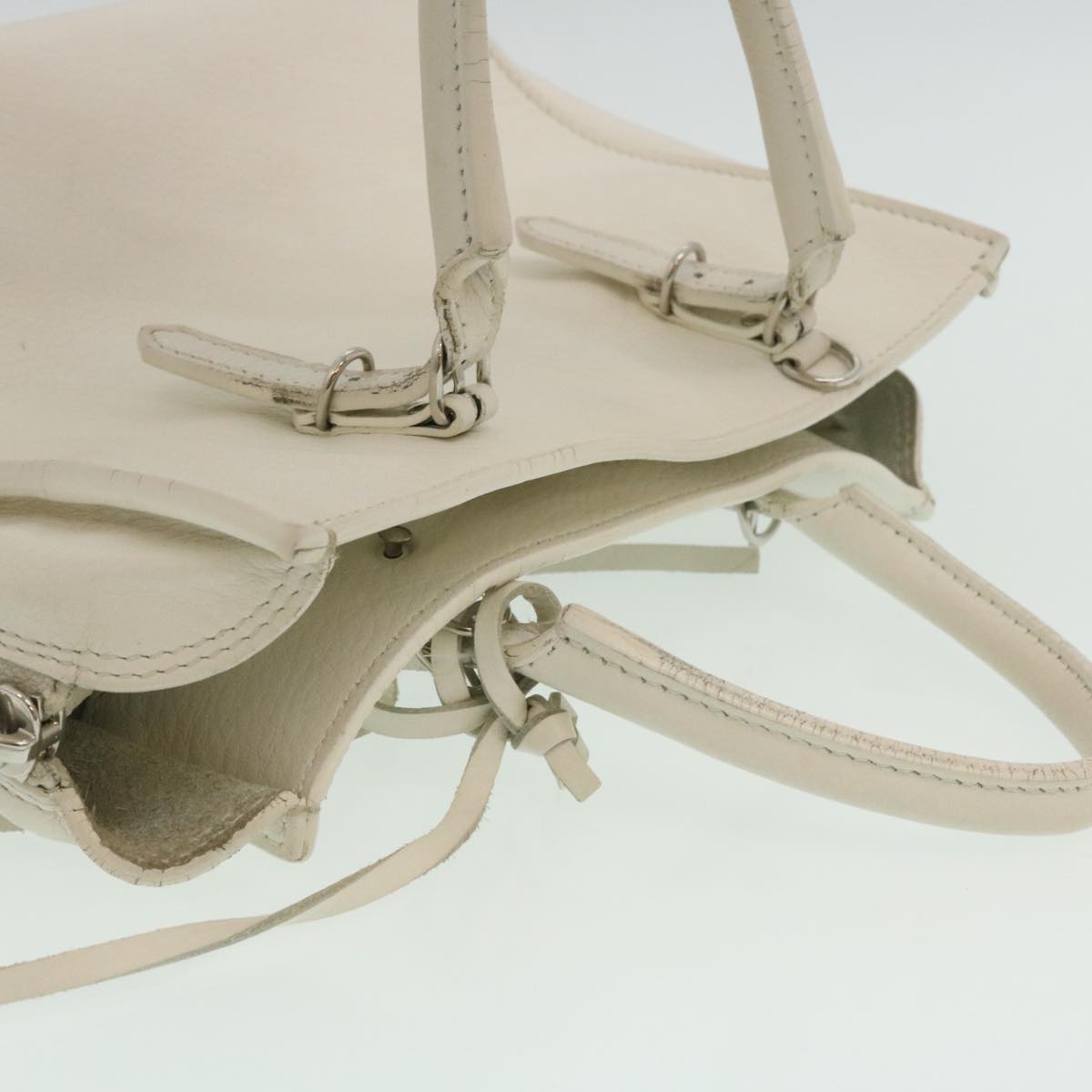 Balenciaga 2Way Shoulder Bag Hand Bag Leather White — Designer Shoulder Bag