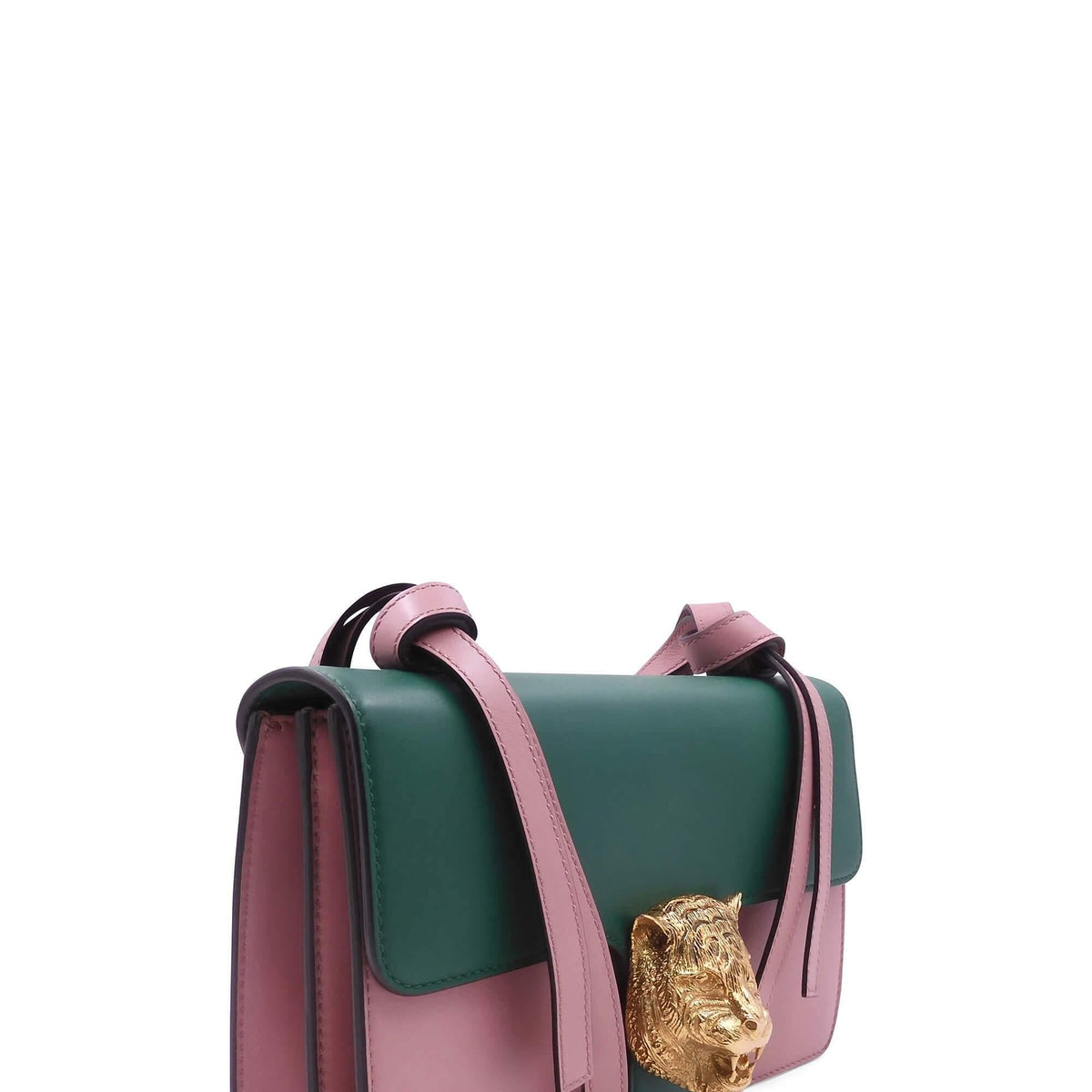 Gucci Bags? Gucci Animalier Tiger Head Clasp Shoulder Bag Pink Green Luxury Designer Leather Handbag