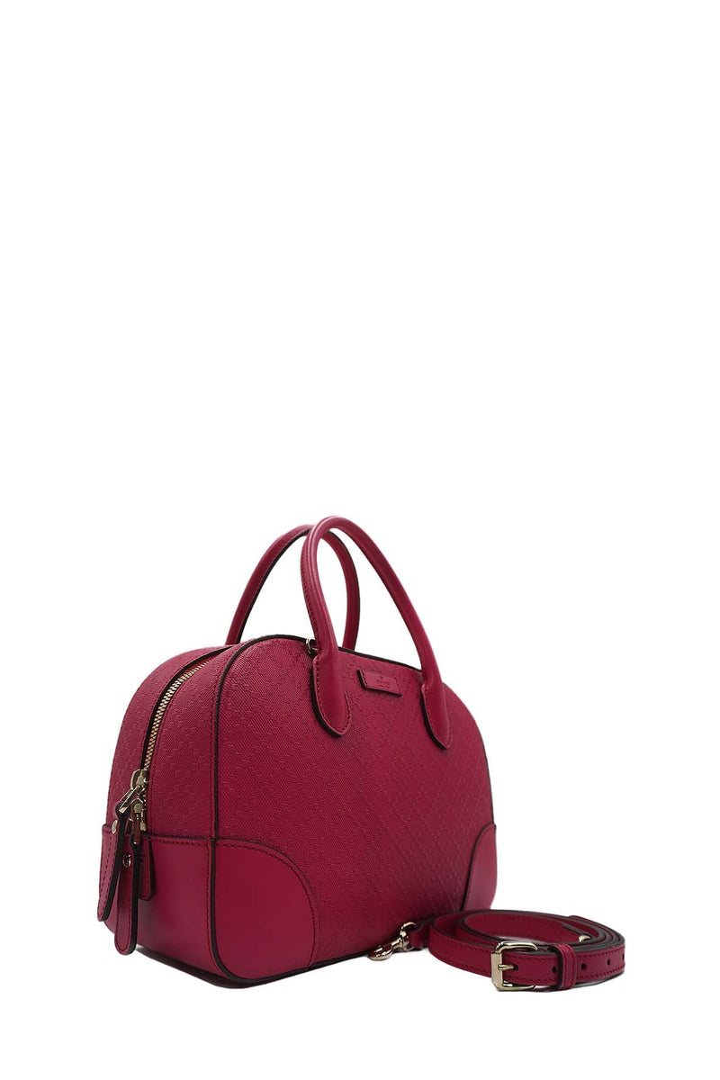 Close-up of Bright bags hardware and fine stitching