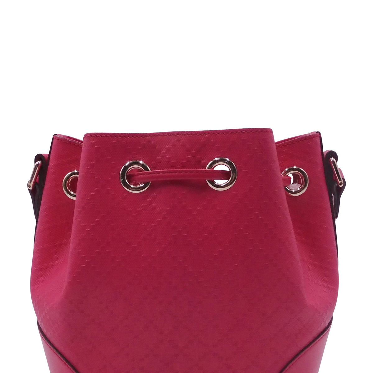 Close-up of Diamante bags hardware and fine stitching