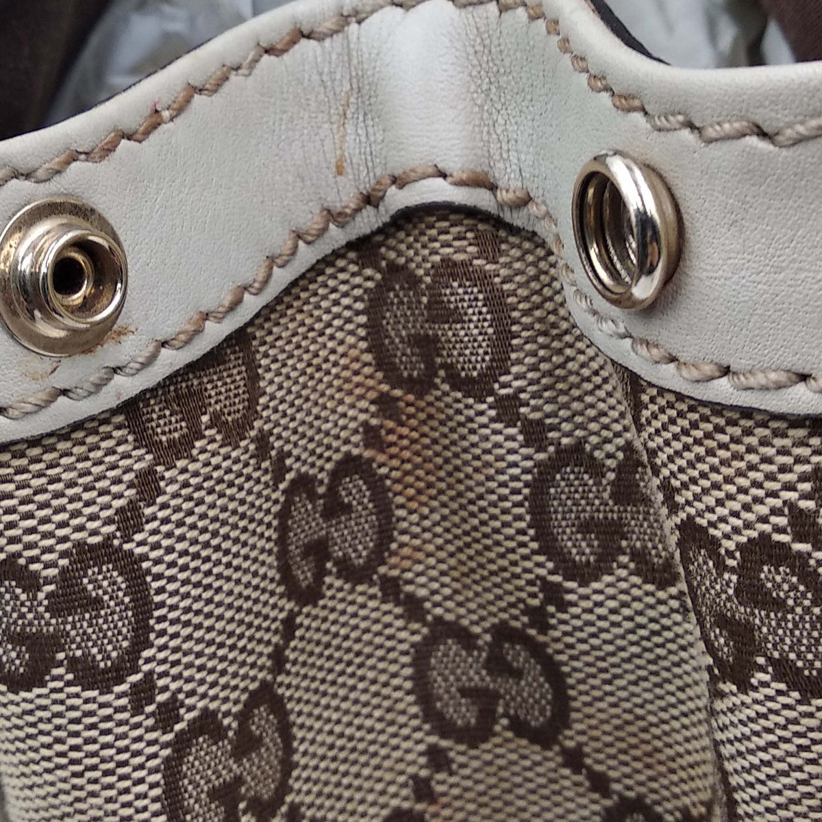 Close-up of GG bags hardware and fine stitching