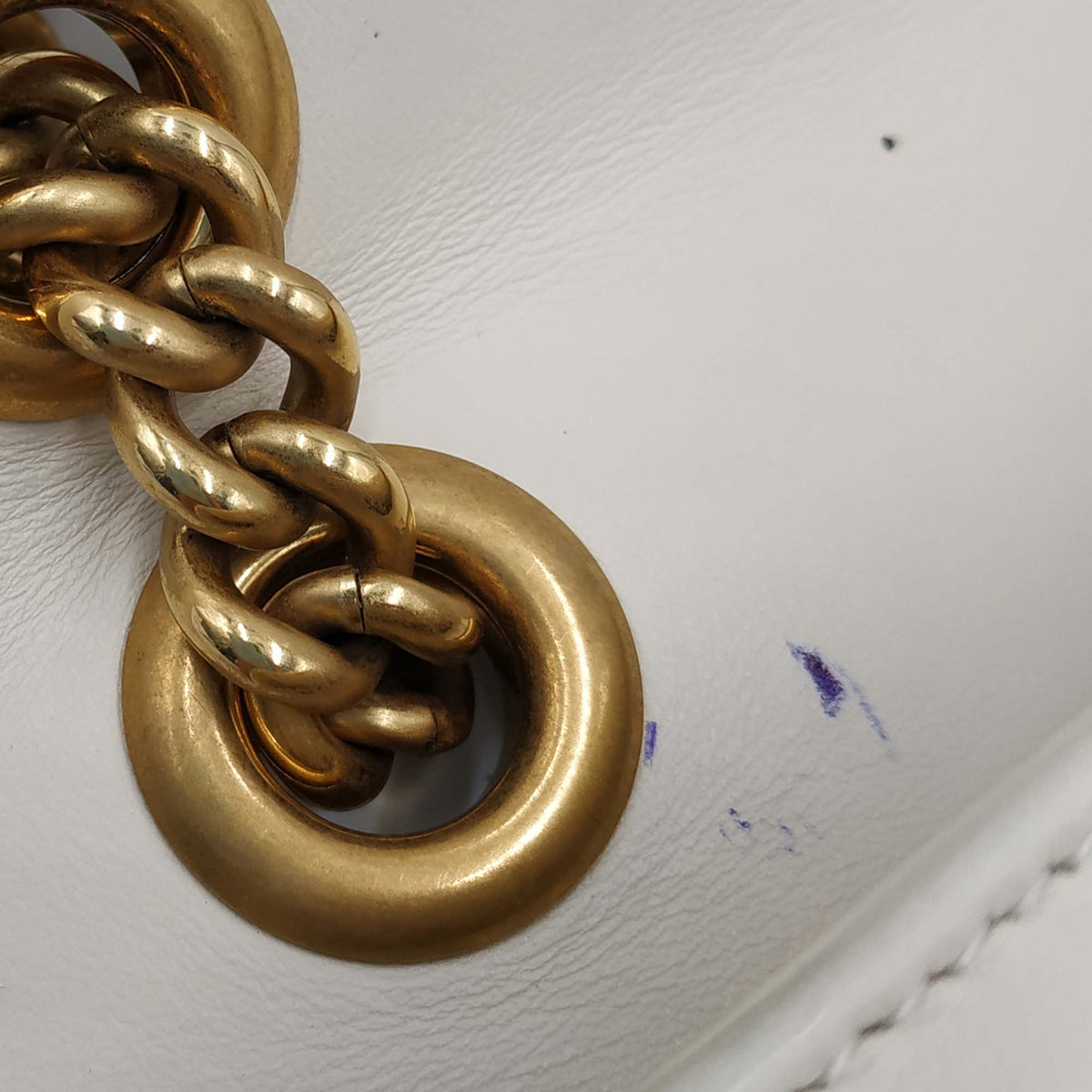 Close-up of GG bags hardware and fine stitching