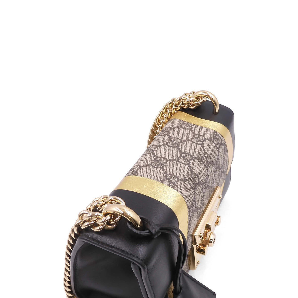 Close-up of GG bags hardware and fine stitching