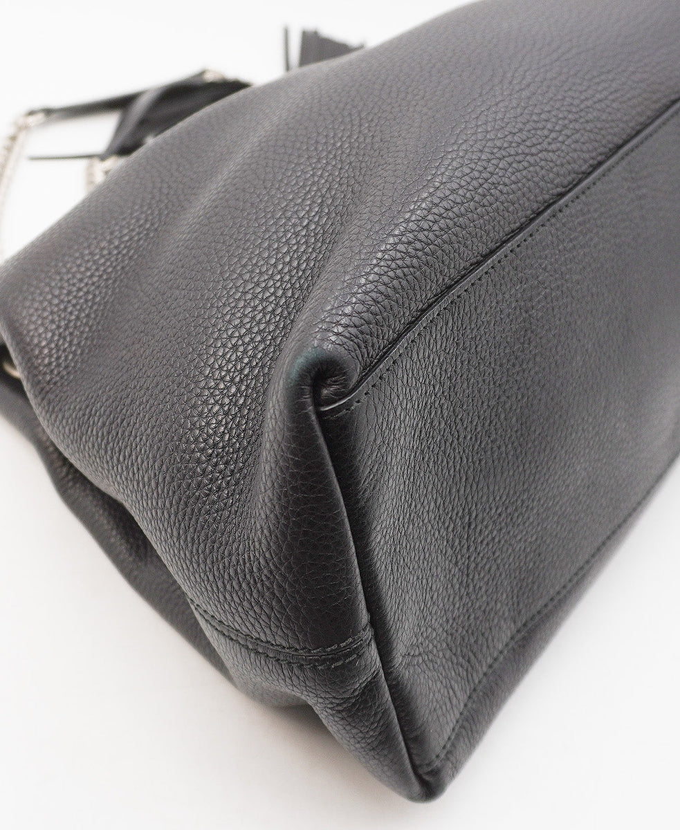 Close-up of Medium bags hardware and fine stitching