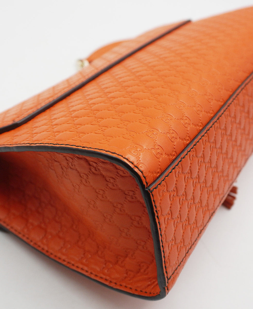 Close-up of Gucci bags hardware and fine stitching