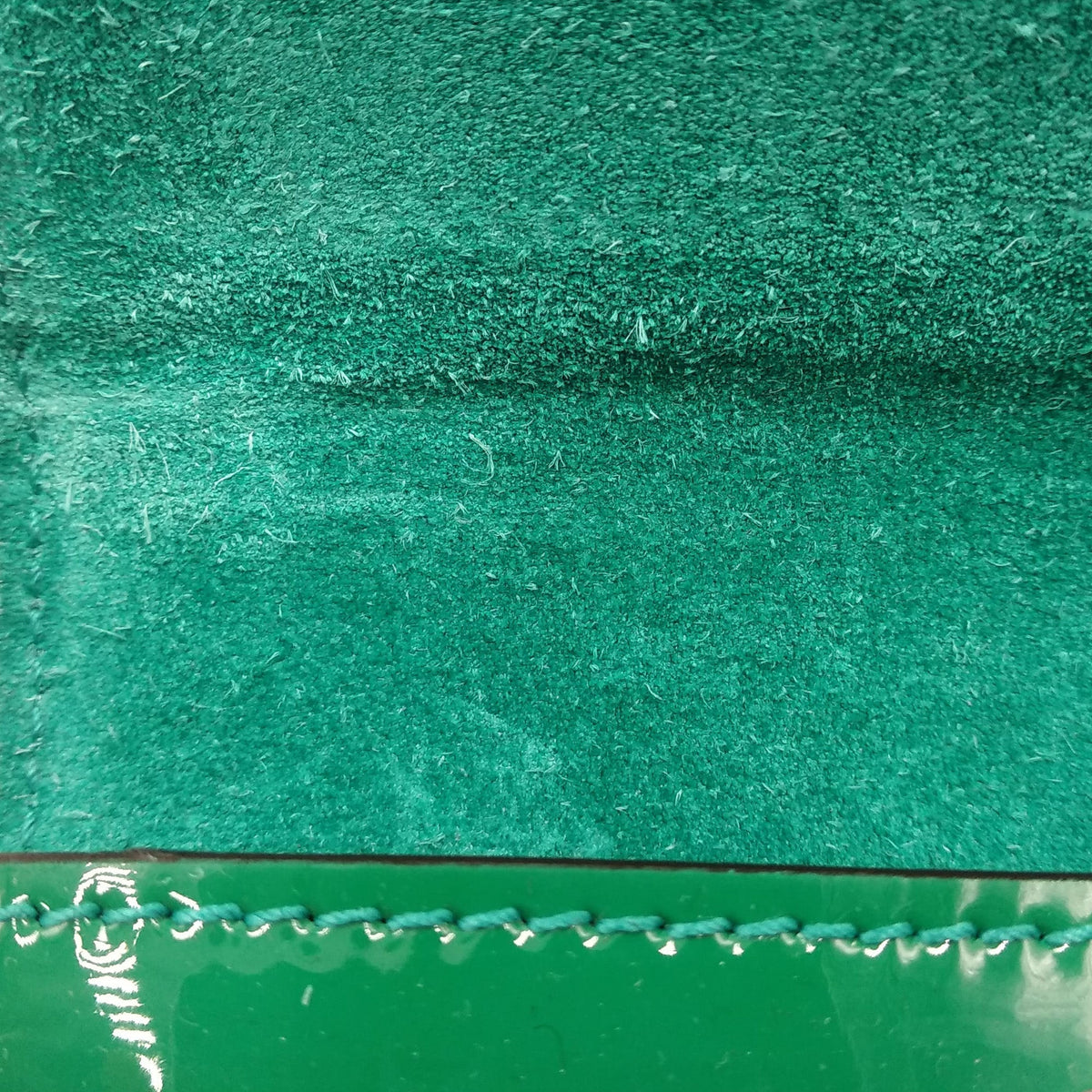 Patent premium bags detail and craftsmanship close-up