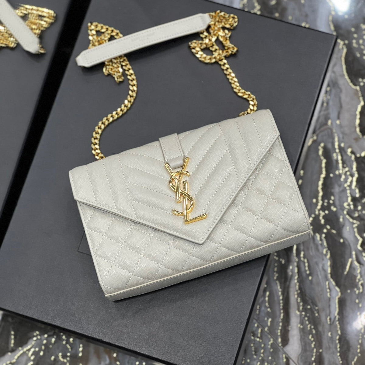 Saint Laurent Wallets? Saint Laurent Small Envelope Bag Premium Leather Designer Wallet
