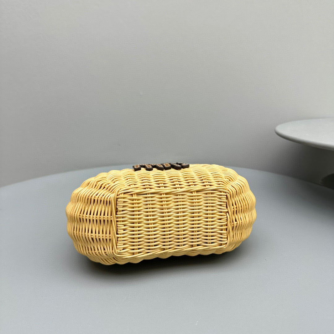 Wallets? Miu M Wander Wicker Hobo Bag Compact Luxury Card Wallet