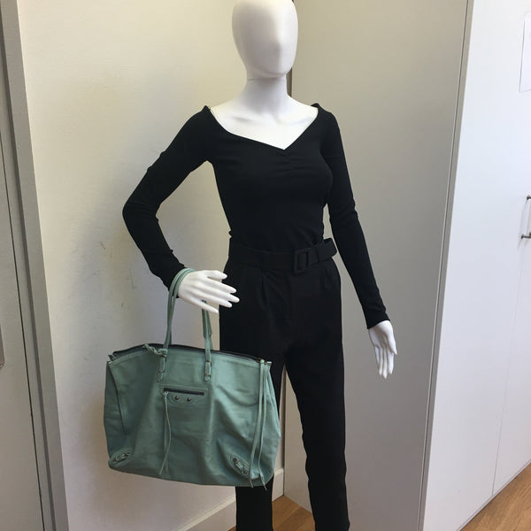 Balenciaga Papier Shoulder Bag in Blue Leather — Designer Shoulder Bag