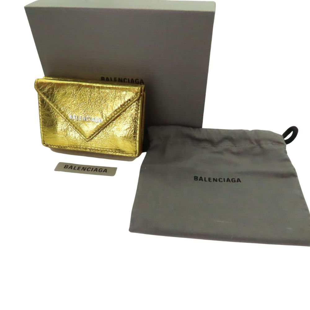 Side view of Balenciaga wallet Gold premium designer bag