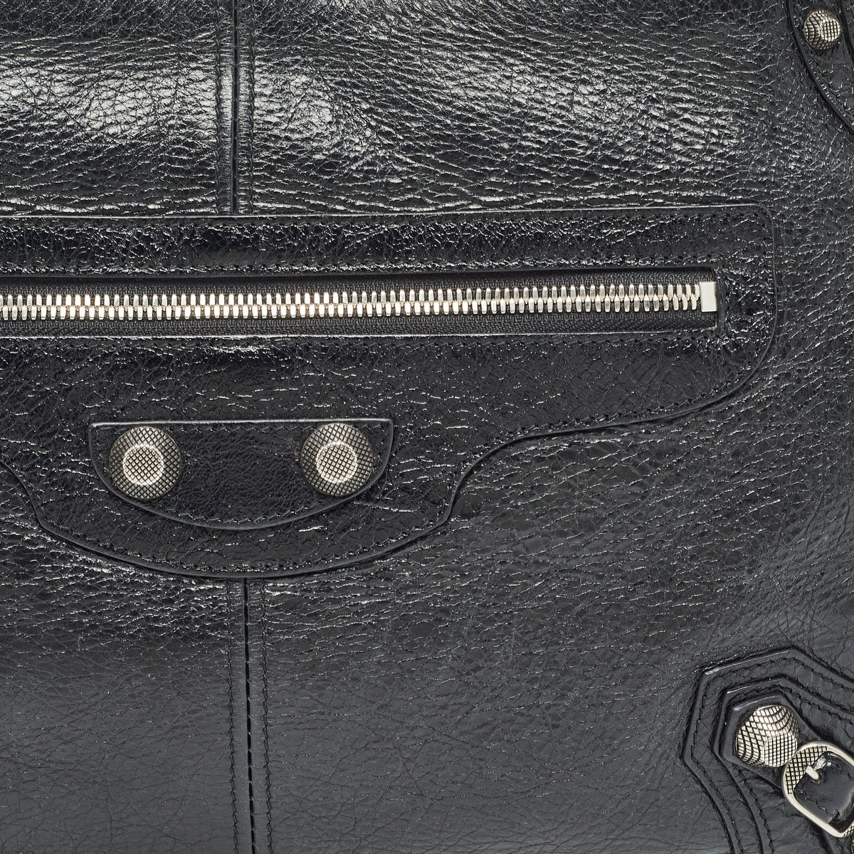 Balenciaga Black Leather Le Cagole Wristlet Pouch | Studded Leather Shoulder Bag