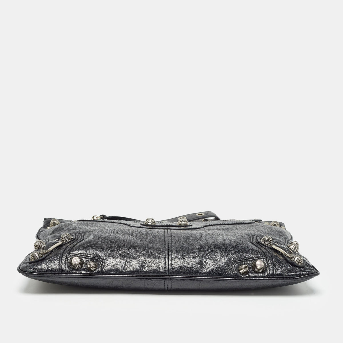 Balenciaga Black Leather Le Cagole Wristlet Pouch | Studded Leather Shoulder Bag