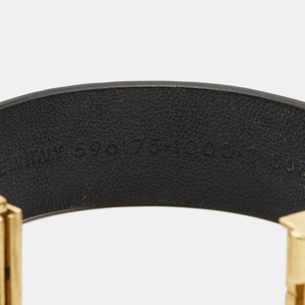 Balenciaga Logo Leather Gold Tone Bracelet M | Premium Designer Piece