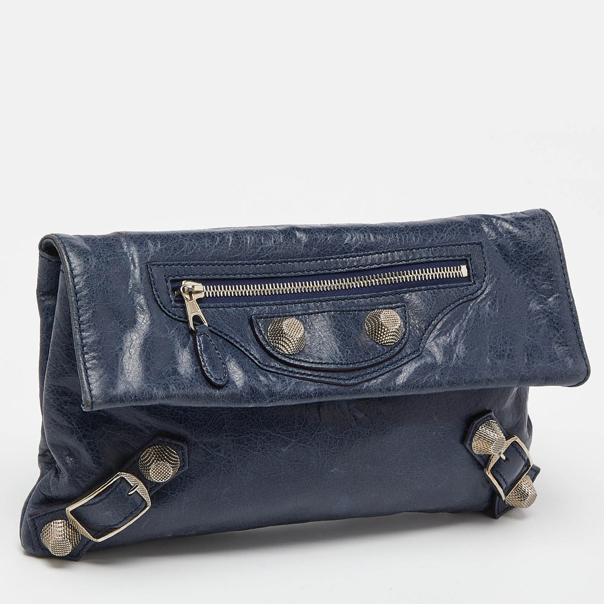 Balenciaga Blue Leather Giant 21 Envelope Clutch | Designer Clutch Bag
