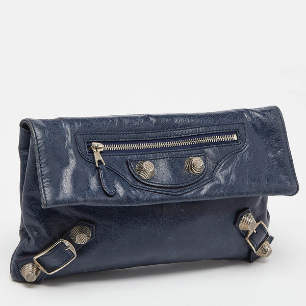 Balenciaga Blue Leather Giant 21 Envelope Clutch | Designer Clutch Bag