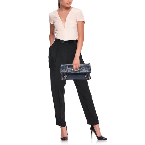 Balenciaga Blue Leather Giant 21 Envelope Clutch | Designer Clutch Bag