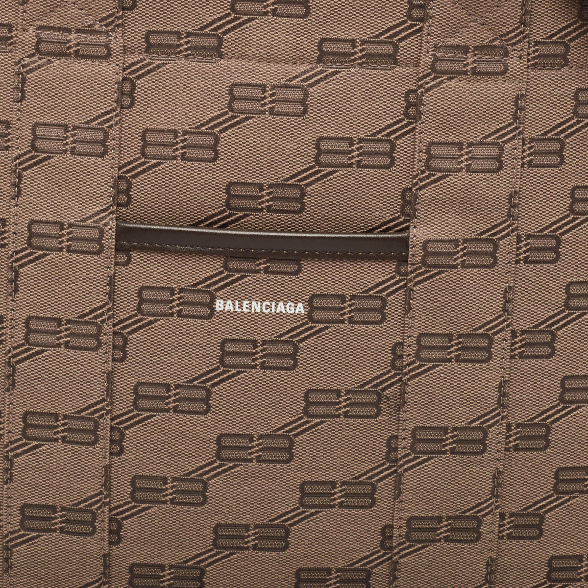 Balenciaga Beige/Brown BB Monogram Canvas and Leather Medium Hardware Tote | Designer Luxury Handbag