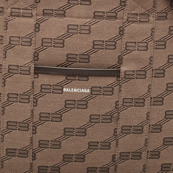 Balenciaga Beige/Brown BB Monogram Canvas and Leather Medium Hardware Tote | Designer Luxury Handbag