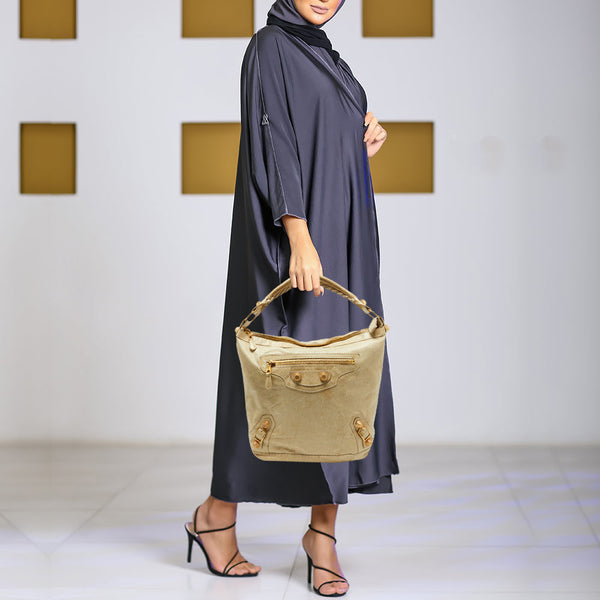 Balenciaga Beige Leather GGH Day Hobo | Casual Luxury Hobo Bag