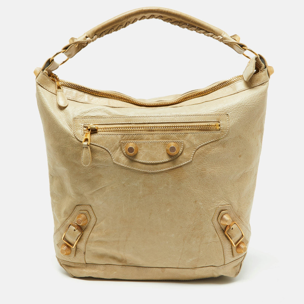 Balenciaga Beige Leather GGH Day Hobo | Casual Luxury Hobo Bag