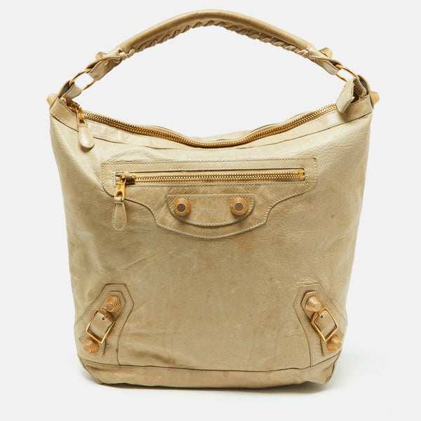 Balenciaga Beige Leather GGH Day Hobo | Casual Luxury Hobo Bag