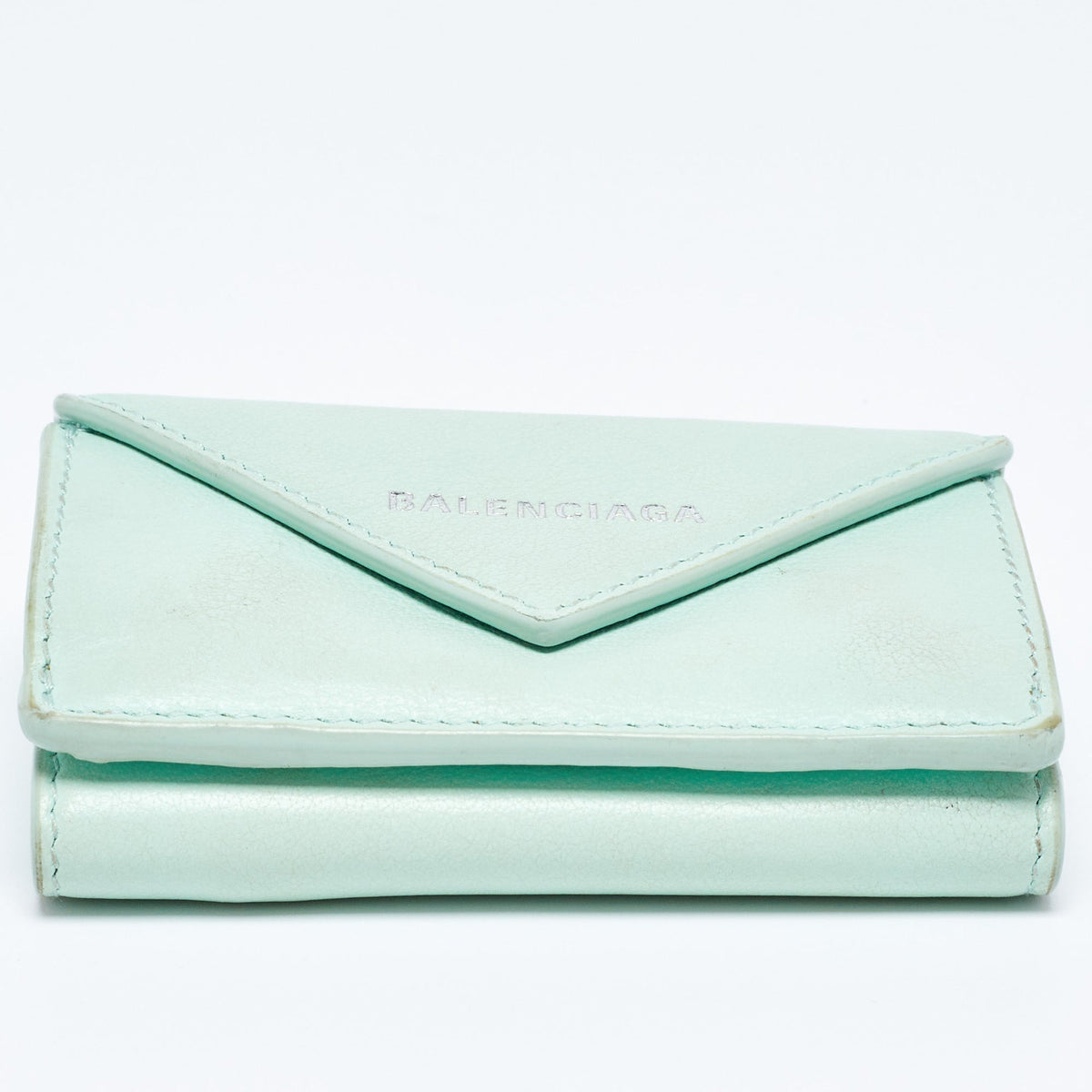 Balenciaga Mint Green Leather Mini Papier Wallet | Luxury Leather Wallet