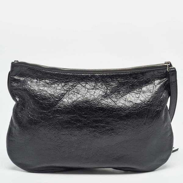 Balenciaga Black Leather SGH Flat Wristlet Clutch | Designer Clutch Bag