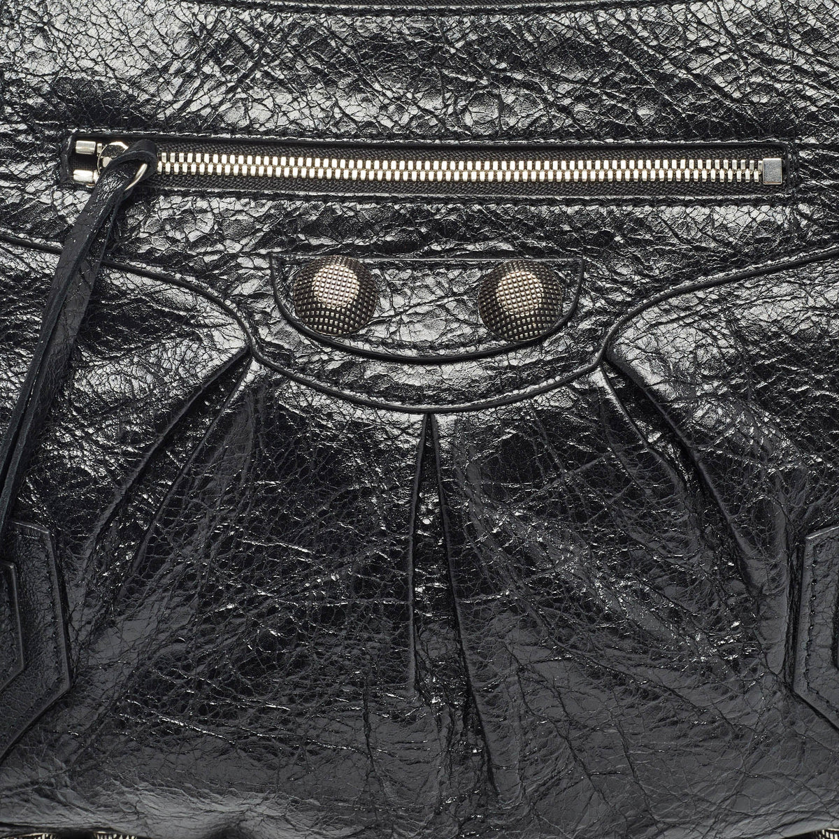 Balenciaga Black Leather SGH Flat Wristlet Clutch | Designer Clutch Bag