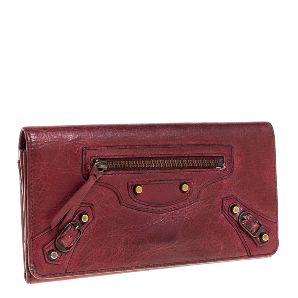 Balenciaga Bordeaux Leather City Wallet | Luxury Leather Wallet