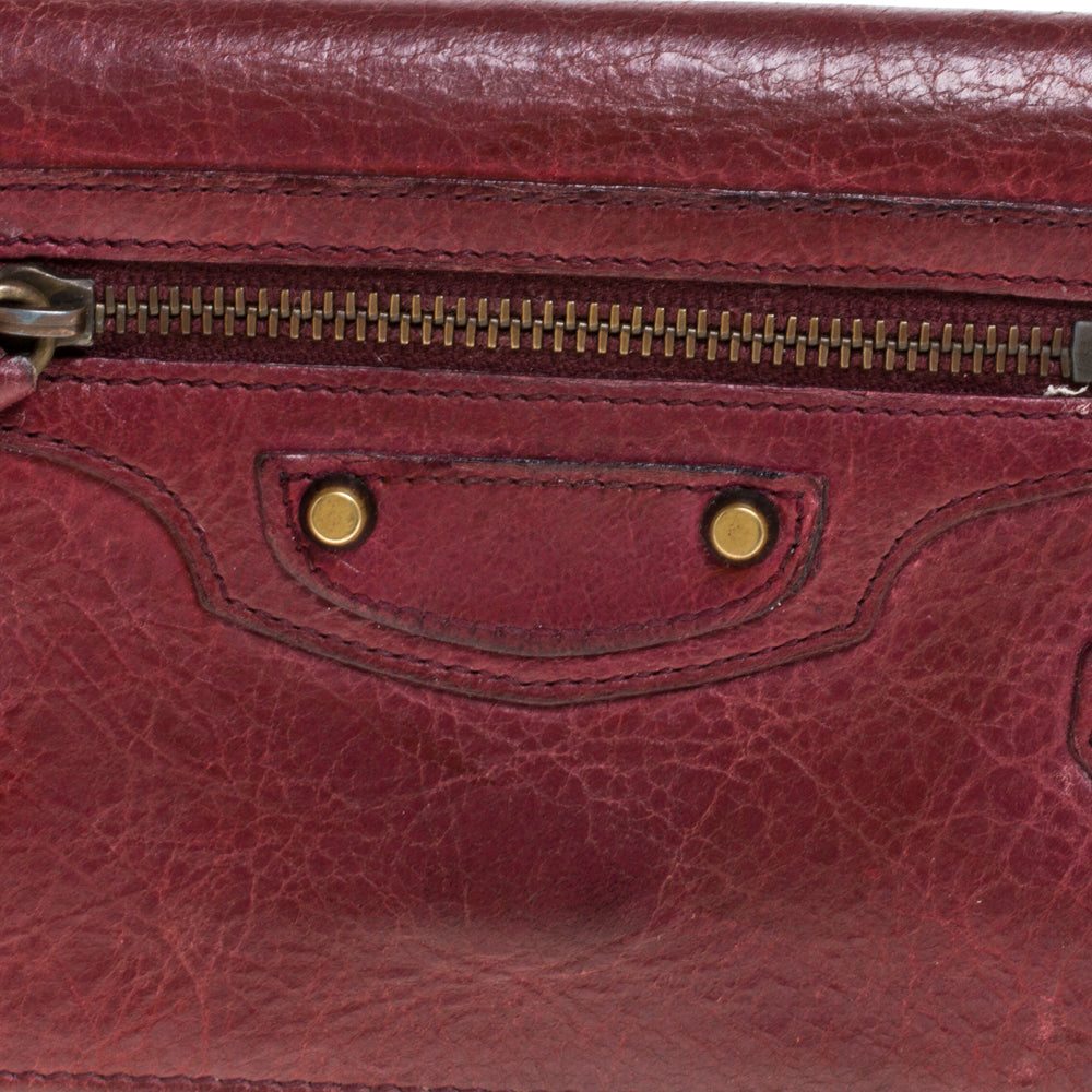 Balenciaga Bordeaux Leather City Wallet | Luxury Leather Wallet