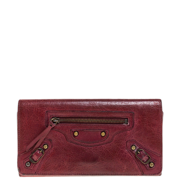 Balenciaga Bordeaux Leather City Wallet | Luxury Leather Wallet